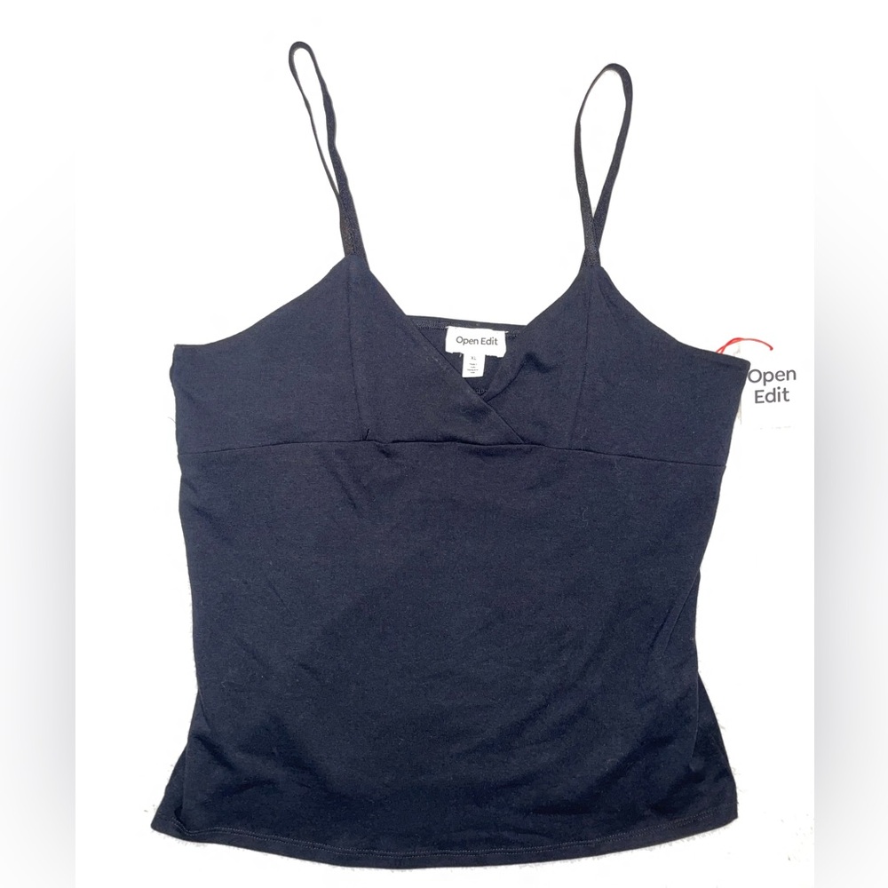 Open Edit Black Spaghetti Strap V Neck Camisole - Picture 3 of 5